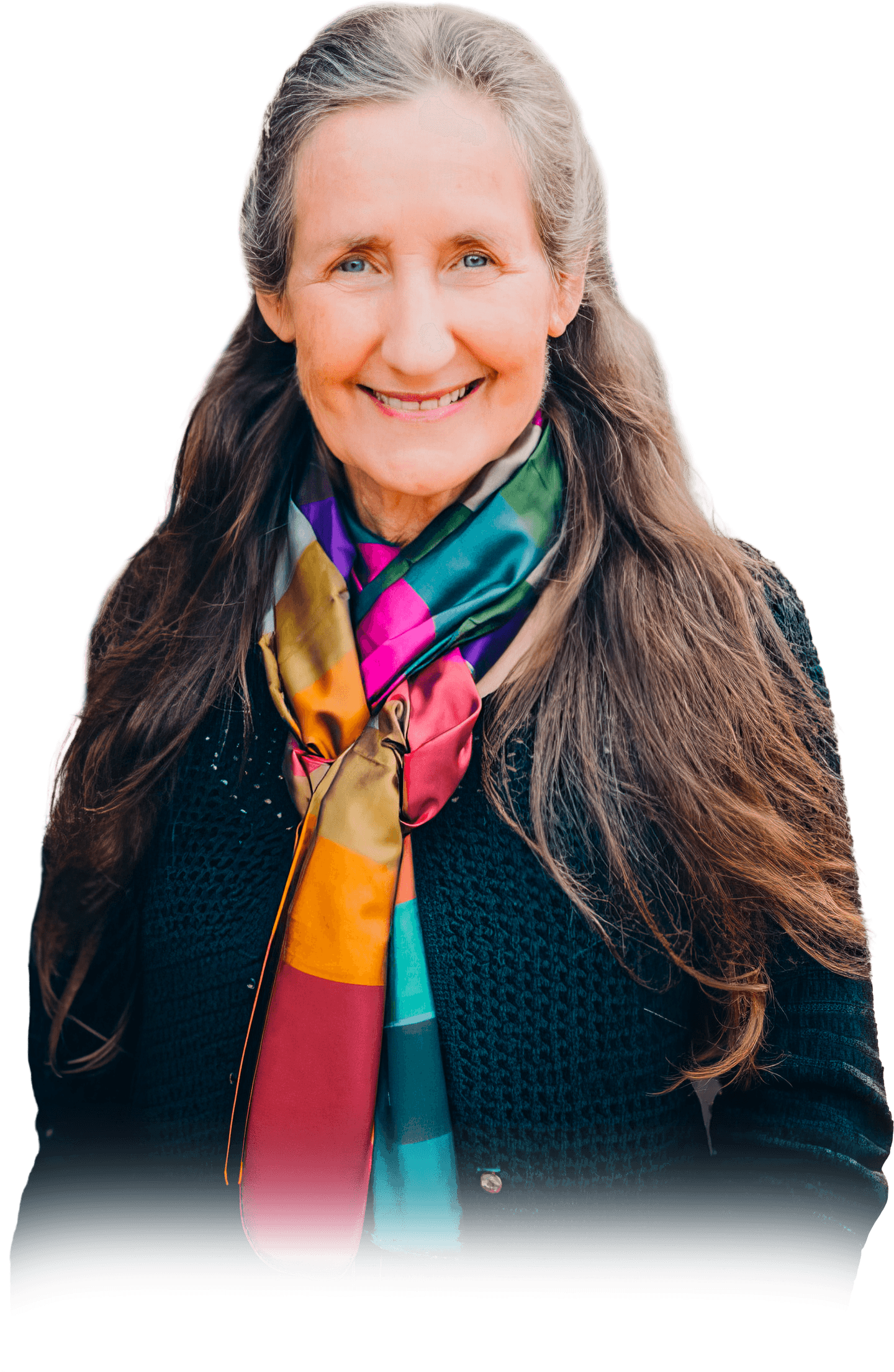 Barbara O'Neill wearing a colourful scarf